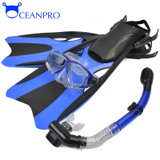 OCEANPRO欧铂 米诺斯系列成人浮潜水装备 全干式呼吸管 可配近视面镜 浮潜(蓝色三件套37-41脚蹼 标准+防雾剂+网兜)