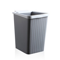 简约塑料垃圾桶客厅卧室卫生间北欧可爱带压圈无盖时尚家用垃圾篓(灰色（方形） 默认版本)