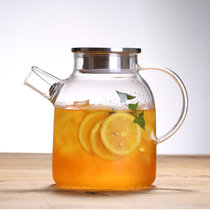 冷水壶玻璃耐热耐高温家用凉白开果汁茶壶防爆套装大容量凉水壶(1800ML不锈钢盖)