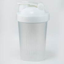 厂家直供蛋白粉摇摇杯400ml奶昔杯带刻度塑料杯手提健身运动水杯(白色 401-500ml)