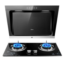 美的(midea)烟灶套装珍珠黑CXW-200-DJ319+JZT-Q213B侧吸式 触控台嵌两用钢护玻璃燃气灶