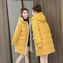 厚羽绒棉服冬装2021新款韩版棉衣女中长款宽松厚外套棉袄(黄色 XL)