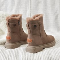 SUNTEK雪地靴女2021年新款一体冬季加绒加厚防水防滑厚底保暖棉鞋子(39 卡其色系列1)