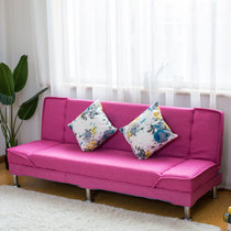 小户型布艺沙发简易客厅可折叠沙发单人双人三人沙发出租房沙发床(三人座长度1.5米：不带抱枕 玫红色-棉麻)