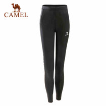 Camel/骆驼运动女款弹力针织长裤 透气轻柔时尚运动长裤 A7S1X3117(黑色 XL)