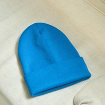 SUNTEK帽子女秋冬季韩版薄款糖果色针织毛线帽月子帽加绒堆堆帽百搭冷帽(有弹性（53-58cm） 天蓝色 纯色光板针织帽)