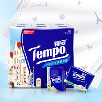得宝(Tempo)手帕纸4层7张*12 欧式印花小包纸巾 天然无香