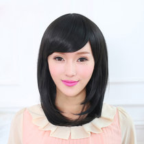 美元素假发 女优雅气质真发中长款假发套mr076(n2手织顶心自然黑)