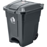 俊采云JCY-E043带轮脚踏果壳箱 商用户外垃圾桶酒店带盖果皮箱 70L灰色（单位：个）(灰色 JCY-E043)