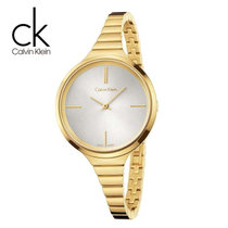 卡尔文克莱(Calvin Klein) CK手表 极简主义黑贝时尚细表链镶钻石英女表K4U2312S(金色K4U23526)