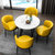 TIMI天米 现代餐桌椅组合 北欧家用餐桌椅 圆桌一桌四椅 仿大理石桌面(白色90餐桌 4把黄色PU椅)