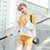 游泳衣女2020新款球服韩版遮肚显瘦比基尼三件套保守学生泳装(3001 黄色三件套 XL码（建议105-120斤）)