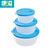 康溢保鲜盒 塑料圆形带盖冰箱食品保鲜碗 微波用小中大号三件套(蓝色三件套 默认版本)
