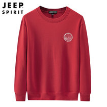 Jeep新品套头卫衣保暖圆领休闲上衣JPCS0025HX(红色 XXL)