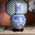现代时尚家居客厅景德镇陶瓷青花瓷花瓶梅瓶天球石榴（含底座(天球瓶)
