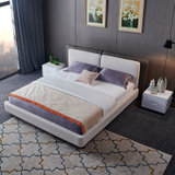 A家家具 双人床 现代简约皮布混搭床婚床1.5米1.8米主卧床2239(如图色 1.5米架子床)