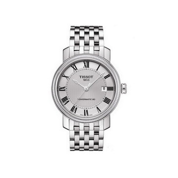 tissot天梭港湾系列机械手表银盘钢带男表t0974071103300