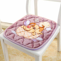 斜月三星2条装冬季保暖毛绒坐垫椅垫2条装紫色坐垫（随机花型） 防滑保暖 久坐不累