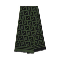 FENDI男士绿色羊毛和桑蚕丝围巾FXS424-A3Q1-F0ZPQ 时尚百搭