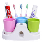 红凡 创意三口之家洗漱套装 牙刷架自动挤牙膏器漱口杯卫浴收纳座(白色)