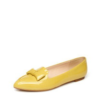 Daphne/达芙妮春季新款女鞋甜美蝴蝶结低跟通勤女单鞋1015101066(黄色 37)