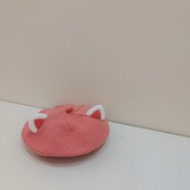 SUNTEKins秋冬新款韩版婴幼儿童洋气针织帽贝雷帽子宝宝柔软画家毛线帽(约7个月-4岁（46-52cm）有弹性 粉红色)