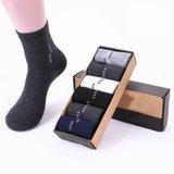 新款全棉男士中筒袜 日系吸汗盒装袜子(黑色（6双） 均码)