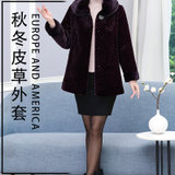 菲皇卡貂绒大衣型号928皮草大衣女士秋冬装温暖柔软舒适衣服时尚女装漂亮大衣(紫色 XL)