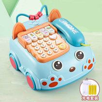 婴幼儿童电话机玩具仿真座机宝宝双语手机6个月男女孩***0-1岁(电话蓝 充电版)