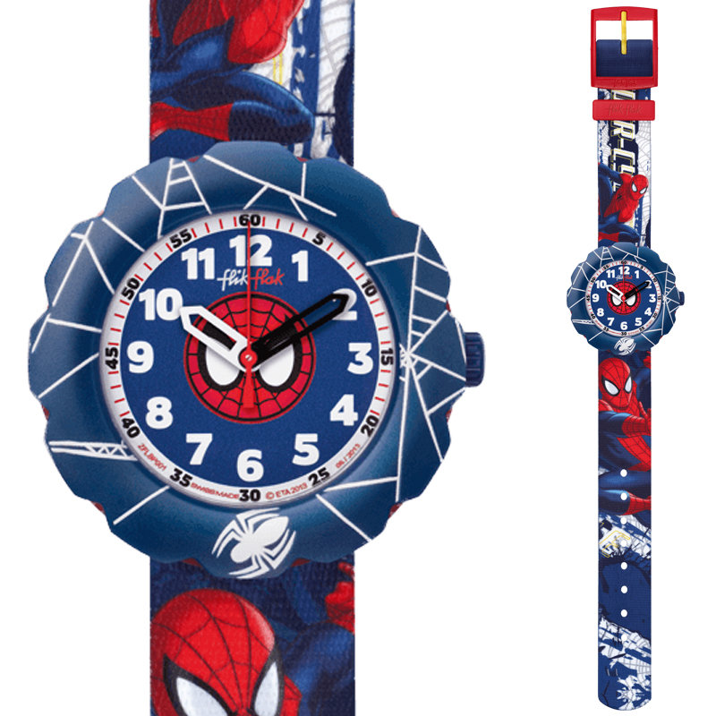 儿童手表斯沃琪swatch飞菲童表系列石英儿童手表蜘蛛侠zflsp001返回