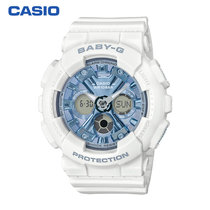 卡西欧（CASIO）手表 BABY-G 经典系列 防震防水LED照明运动女士手表 BA-130-7A2(白色 树脂)