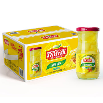 欢乐家糖水菠萝罐头248g*12整箱装 水果罐头 (新老包装随机发货)
