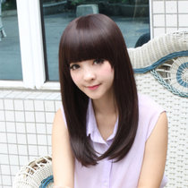 美元素假发 女 甜美气质长直发真发长发型 假发套mr075(x4手织顶心深栗色)