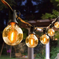 LED G40 户外露台灯串25灯 含26个LED 防碎灯泡1个备用 防风雨商家多用灯串(8.62M 暖白光 25灯)