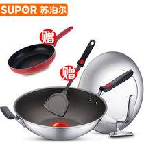 新款苏泊尔（SUPOR）CC32H1火红点3代钛Pro无油烟不粘炒锅32cm电磁炉通用火红点三代复合钢炒锅