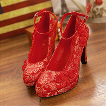 秋季新款红色单鞋结婚鞋新娘鞋红鞋敬酒鞋结婚鞋HX(红色 39)