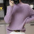2021秋冬季新款女士半高领套头针织羊毛衫时尚针织坑条套头毛衣GH211(紫色 XXL)