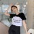 vibe风撞色设计感短袖T恤女夏季韩版2022新款印花宽松上衣潮牌ins(2XL 136-160斤 主图色)