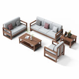 华南家具 简约轻奢胡桃木沙发大户型客厅实木沙发现代中式1+2+3组合沙发小户型三人位(金栗色 单人位)