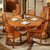 冬巢 实木餐桌现代中式伸缩餐桌椅组合套装 圆形饭桌子(海棠色 1.38米一桌六椅)
