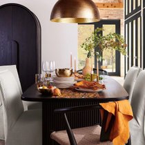 北欧现代侘寂风橡木实木餐桌椅组合家用小户型简约轻奢长方形饭桌(橡木 雅黑色 180x90x75)