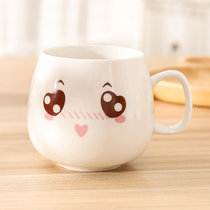 卡通可爱杯子陶瓷带盖子勺子马克杯咖啡牛奶杯情侣水杯创意女学生(单杯可爱 （不带盖勺）)