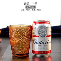 亚克力水杯彩色漱口杯果汁茶杯耐热耐摔 餐厅杯子透明塑料啤酒杯(茶色波点-中杯 270ml)