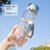 高颜值运动大容量塑料水杯子男女学生便携简约夏季水瓶耐高温透明(【食品级PC材质-小熊款】月影蓝-600ml 【可装开水】)