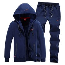 NIKE经典跑步服 耐克加绒加厚保暖 休闲服(蓝色 XXL)