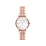 EmporioArmani阿玛尼手表AR11110 钢制表带 圆形镶钻轻奢时尚女士手表 气质玫瑰金防水经典石英女表(钢带)