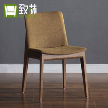 致林 餐椅 实木椅子布面软包凳子现代简约餐桌椅餐厅椅子餐厅家具(轻奢黄餐椅)