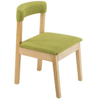 一米色彩 实木复古餐椅简约酒店椅成人靠背书桌椅休闲家用咖啡椅(草绿色 实木框架)