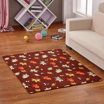 珊瑚绒客厅卧室床边满铺地毯门垫隔音防潮花色地毯(咖啡枫叶 40cmx60cm)