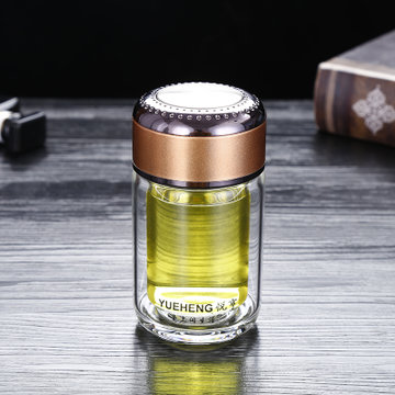 迷你小水杯玻璃杯双层耐热可爱女透明带盖便携男防烫小容量可定制b款